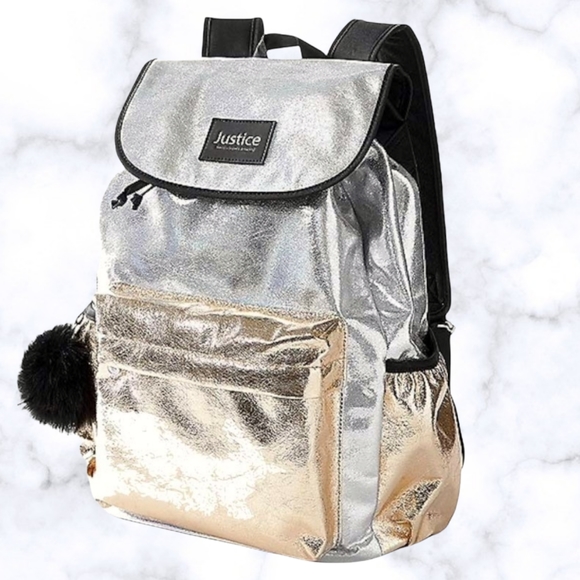 justice gold backpack